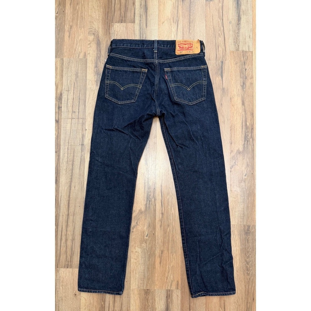 Levi's 501 Original Button Fly Jeans Dark Wash Straight Leg W29 L30 Water Less - Picture 3 of 10
